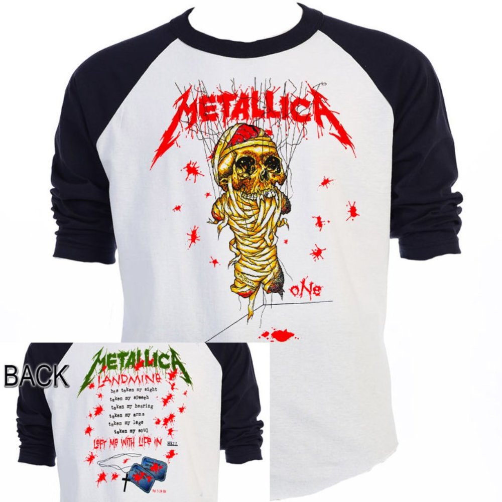 METALLICA ONE "LANDMINE" BLACK SLEEVE Concert TOUR JERSEY T-434